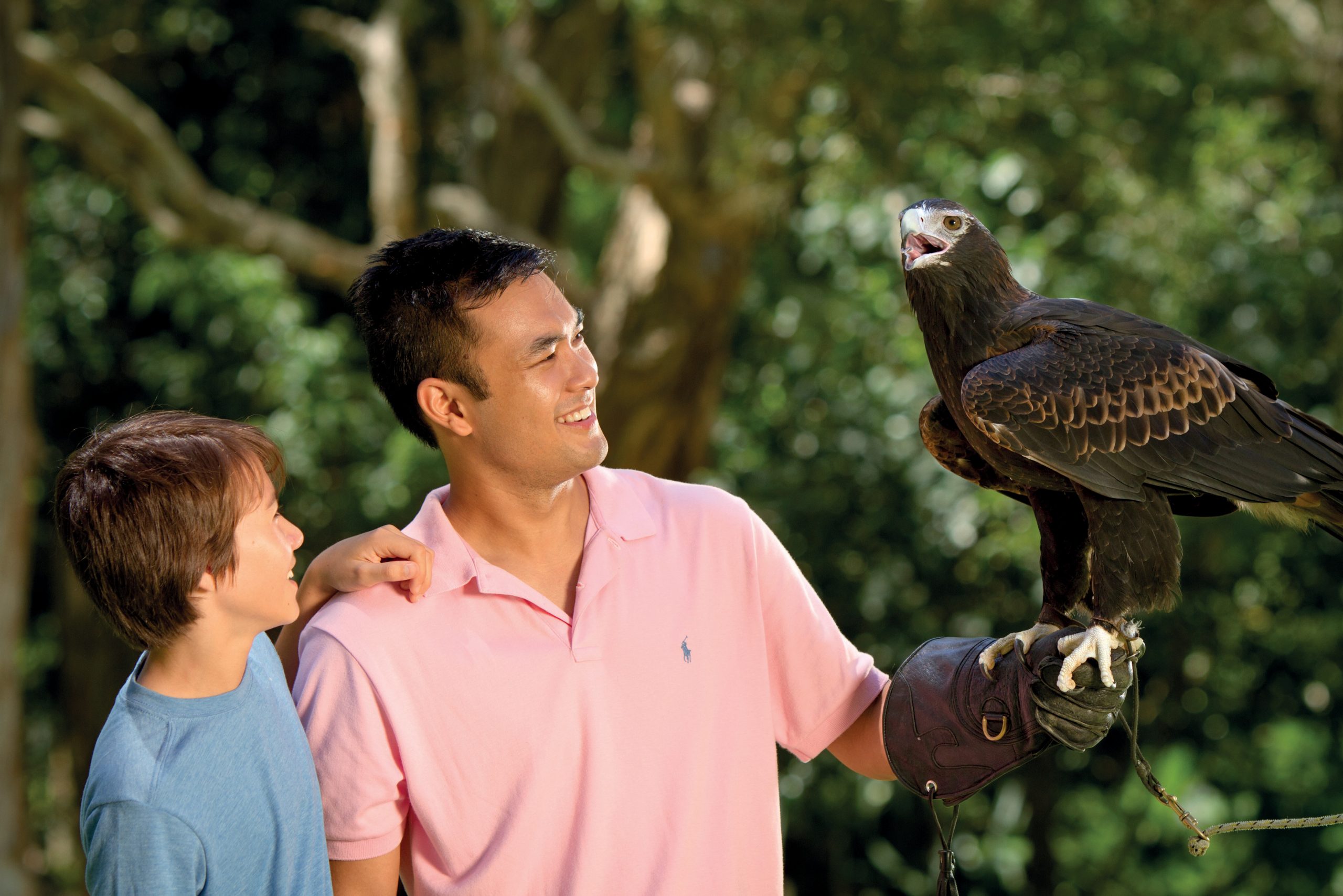 Family with bird